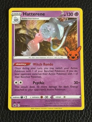 hatterene pokemon card value halloween Hatterene 073/198 Holo Trick or Trade BOOster 2022 Halloween Pokemon TCG
