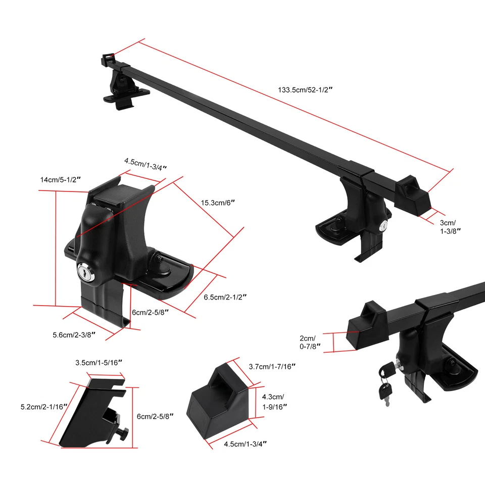 54" Top Roof Rack Cross Bar Luggage Cargo Carrier+Lock For Hyundai Accent Sedan Foto 3 de 4