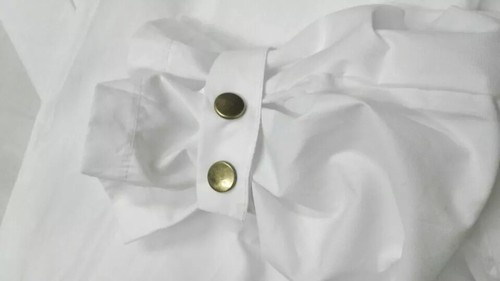 Lady Puff Sleeve Shirt Cotton Button Bubble Fashion White Work Retro Blouse Top - Picture 7 of 12