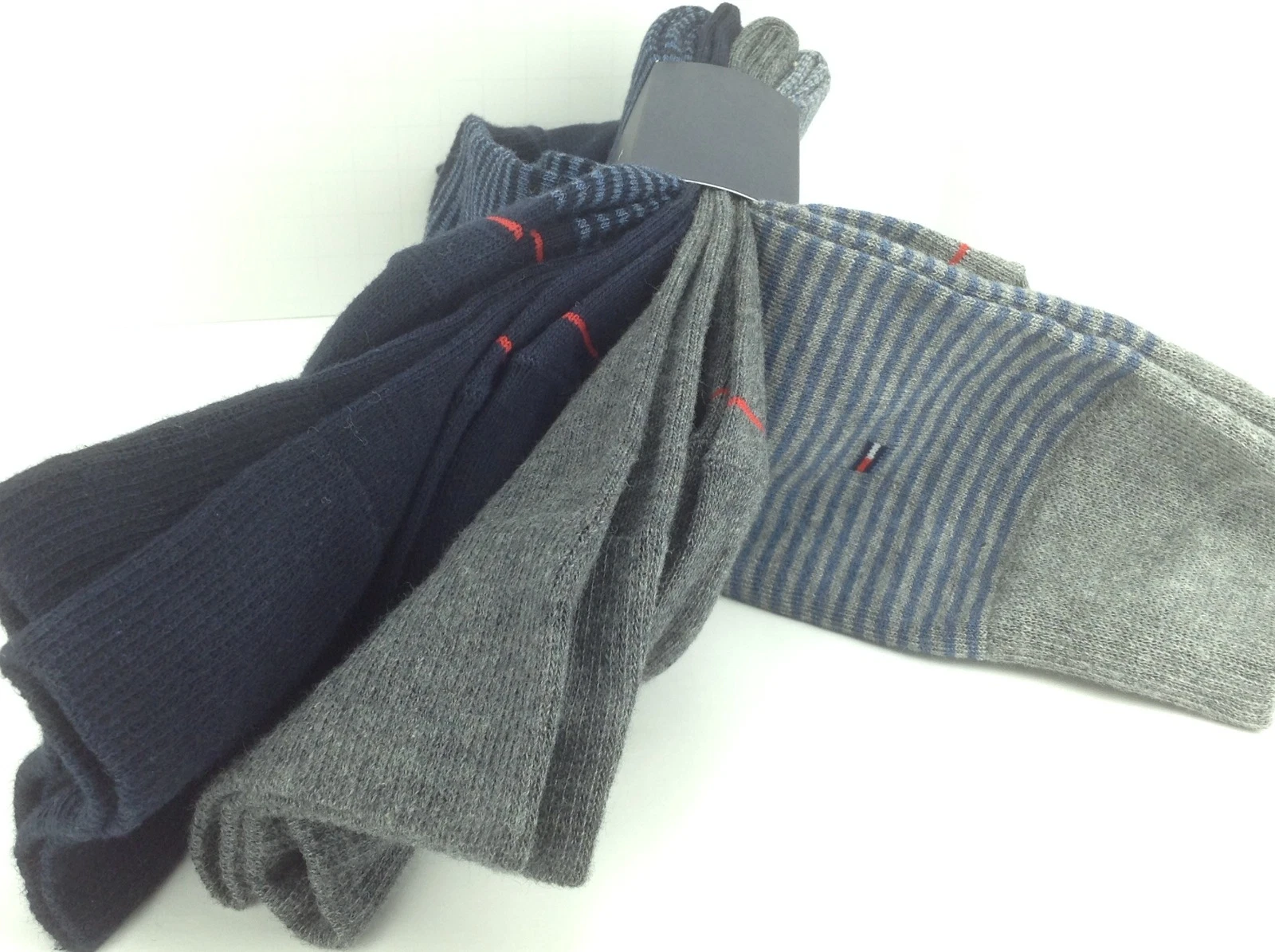 Men's TOMMY HILFIGER Blue Striped 73% COTTON Dress Socks, 4 Pack, $36 MSRP⛵️⛳️