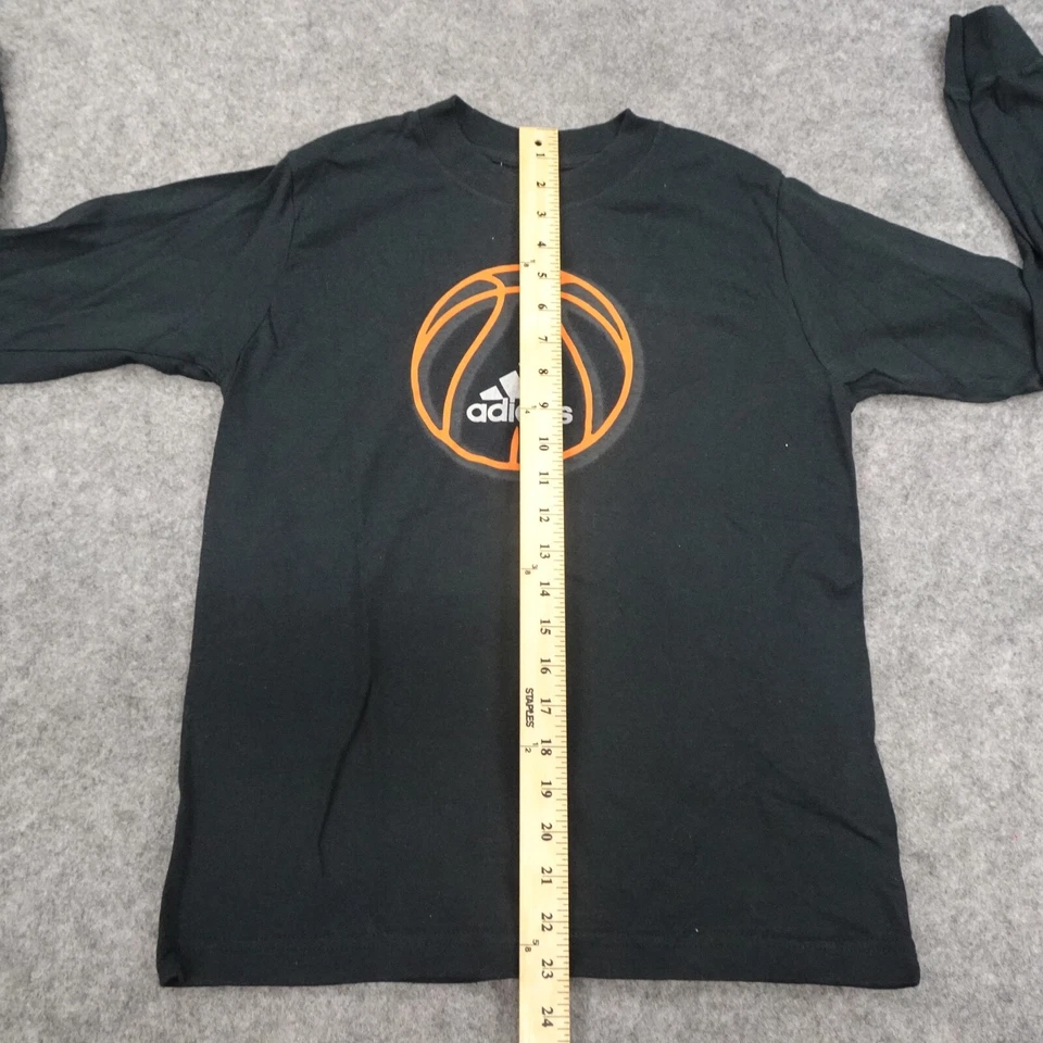 Adidas T Shirt Boys Medium Long Sleeve Black Orange Basketball Vintage 2000s - Image 4 of 4