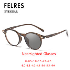 TR90 Round Photochromic Myopia Nearsighted Glasses Men Women Outdoor Sunglasses