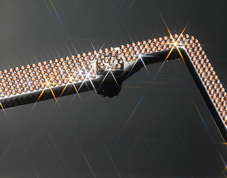 2 tapas de marco de matrícula LUX Champagne CRISTAL DORADO hechas con Swarovski Bling Foto 3 de 4