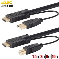 1.5 3 6 10 FT 2-Port HDMI USB KVM Cable Monitor Mouse Keyboard 4K 60Hz HDR 4:4:4