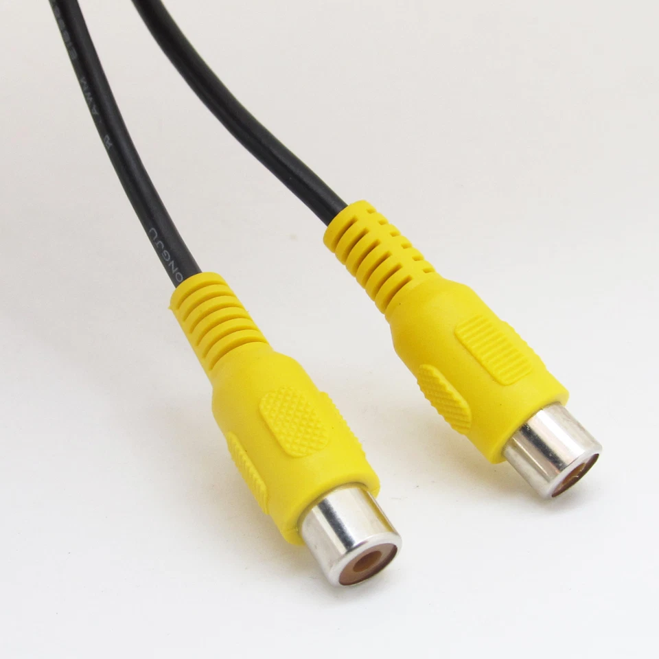 10pcs 0.6M/2ft Yellow Phono RCA Female to Female Extension Adapter Cable Black - Image 4 of 4