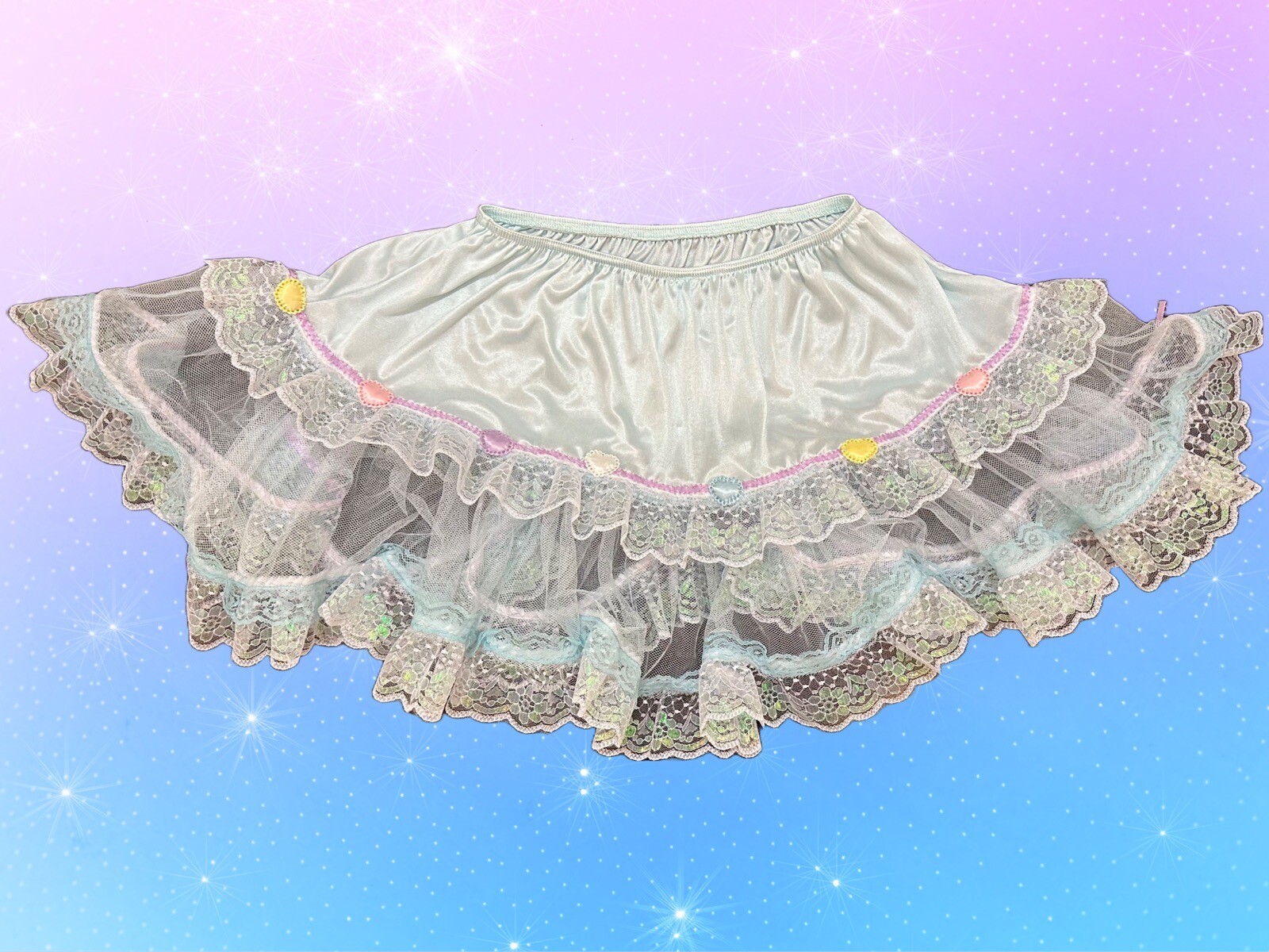 SUPER MAGICAL pastel lace kawaii HEART ruffle tutu mi… - Gem