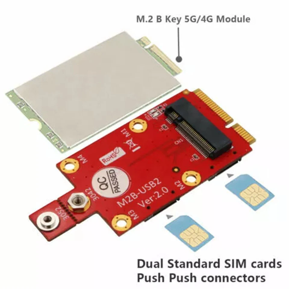 XT-XINTE M.2 Key B zu Mini PCI-E Adapter mit NANO SIM Karten Slot für 3G/4G/5G - Bild 2 von 4