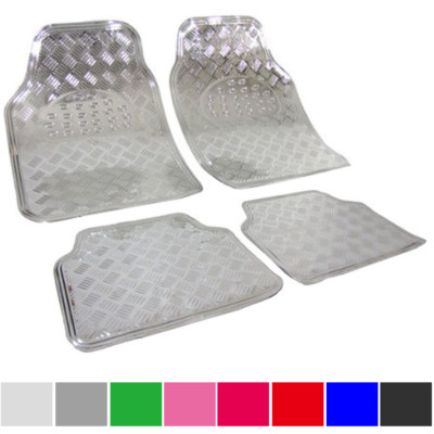 Universal Fußmatte Auto Matten Teppich 4tlg ALU LOOK Autoteppiche Silber 7104