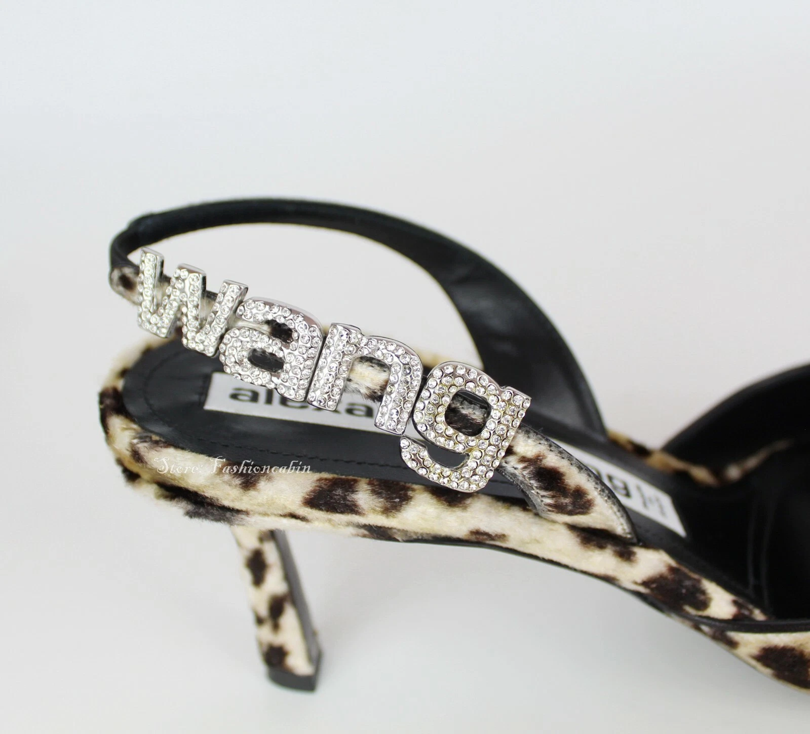 NUOVA pompa in velluto leopardato con logo Alexander Wang Grace impreziosita EU39 5 MSRP $ 850