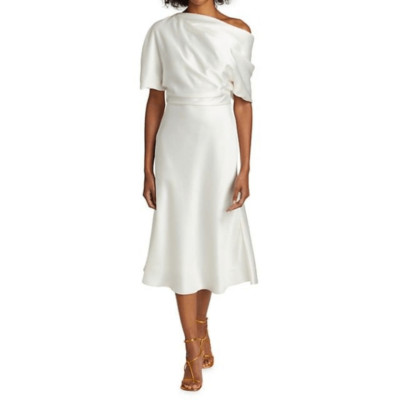 amsale draped satin one shoulder dress Amsale Draped One Shoulder Dress - Petrol