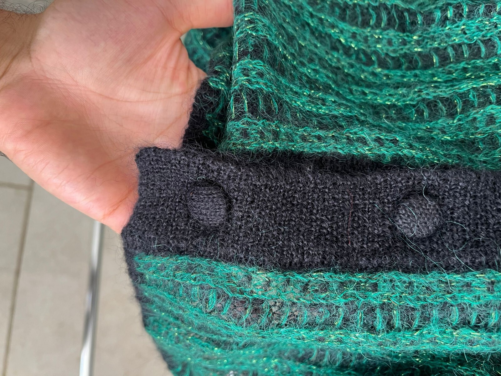 Saint Laurent Paris cardigan skate mohair verde e nero nuovo con etichette L