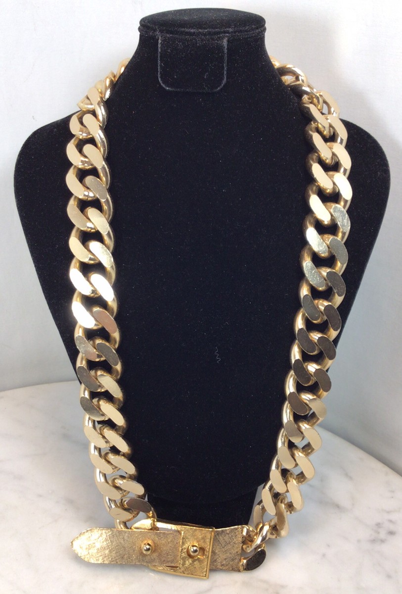 ACCESSOCRAFT vintage GOLD TONE BELT FLAT CURB CHAIN 32” waist Vintage Accessocraft N.Y.C. Gold Tone Metal Etruscan Buckle  main image 3