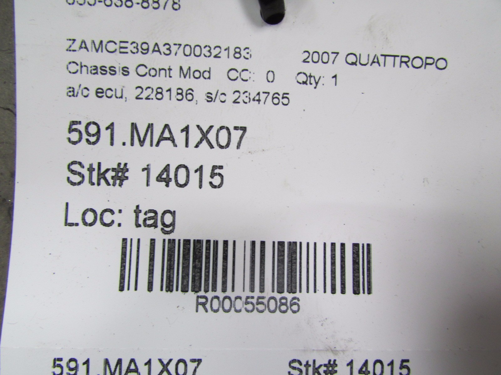 Maserati Quattroporte, Air Conditioning Computer,ECU,P/N 228186 s/c 234765, Used
