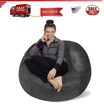 Sack Adult Bean Bag Chair Fuf Huge 4' Media Lounger Memory Foam