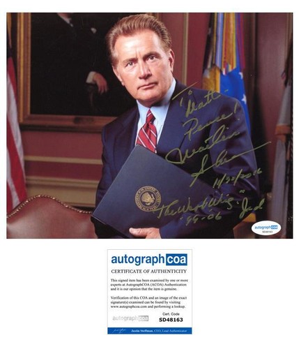 Martin Sheen "The West Wing" AUTOGRAPH Signed 8x10 Photo 'To Matt' B ACOA