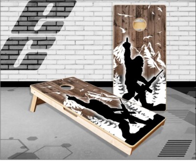 Bigfoot Gun Finger Wood Cornhole Boards Bean Bag Toss Game