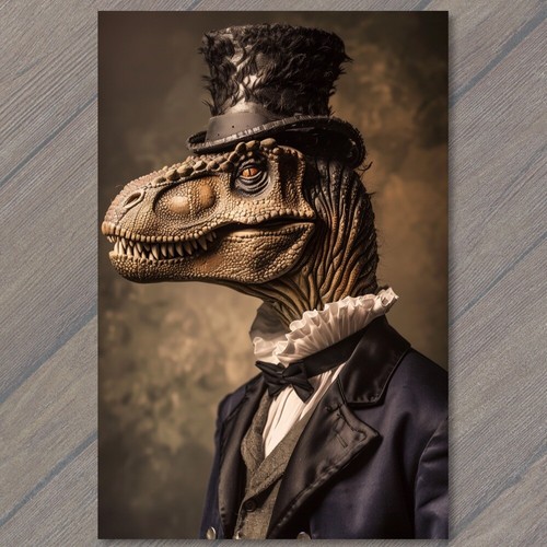 11x17" Dinosaur Dressed As Abraham Lincoln Dapper Funny Strange Weird Unusual