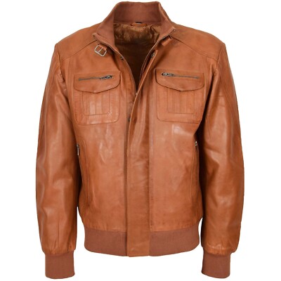 Herren Leder Bomber Flieger jacke Tom Tan für Motorrad jacken