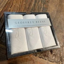 Geoffrey Beene Mens Monogram J Gift Set Handkerchiefs Vintage 1980s 3 pcs NEW