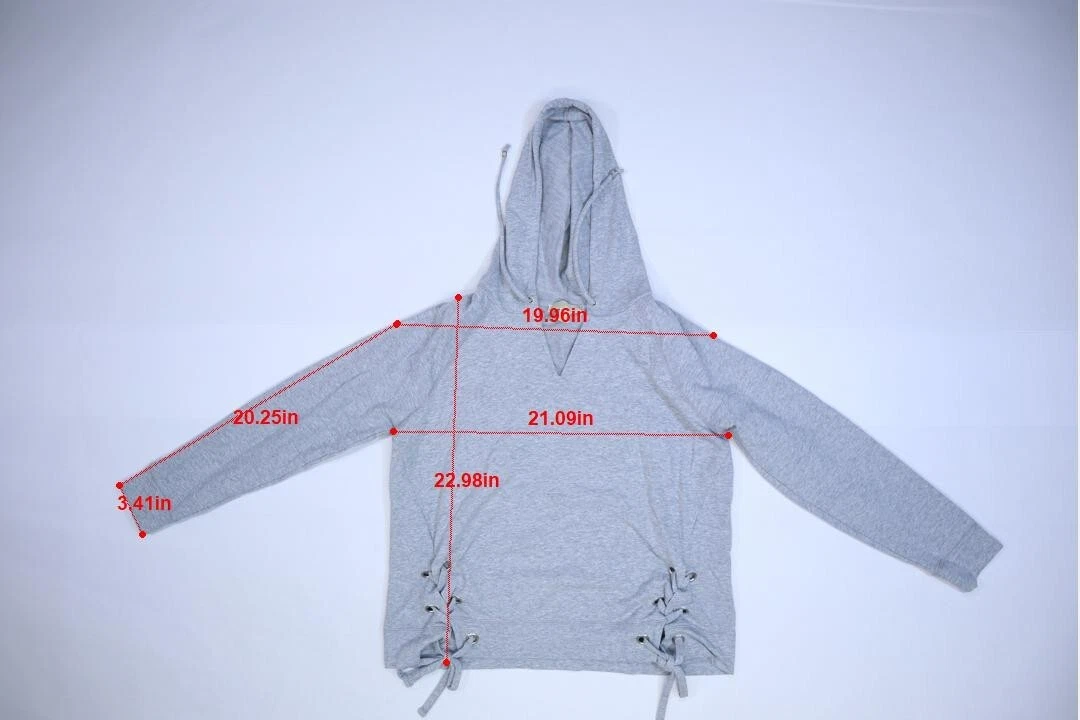 Felpa con cappuccio pullover Michael Kors donna grigia maniche lunghe stringate lati collo a V L