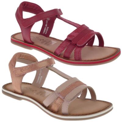 KICKERS Mädchen Leder Sandale DIAMANTO Klett biegsam Rosé oder Beere Gr.26-38