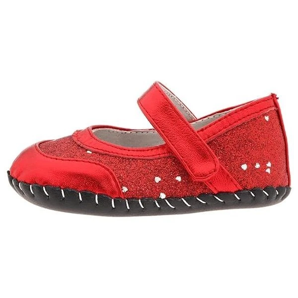 NUEVO Pediped Originales Infantil EE. UU. 4 Alyssa Rojo Corazón Brillo MJ Zapato de Vestir Plano Foto 2 de 4
