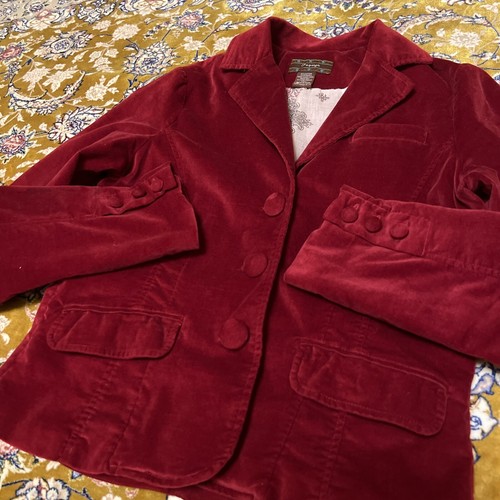 Night Out / Going Out Party Red Velvet Blazer Jacket Lined Fitted Women Size 4 - Picture 5 of 13