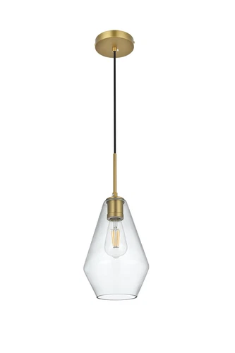 Living District Gene 7" Pendant Clear Shade In Satin Gold - Picture 8 of 10