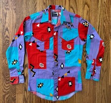 Vintage Wrangler Brushpopper Shirt Cowboy Fit Single Needle Tailor 15.5-34 90's