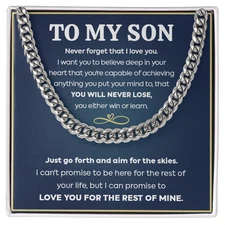 To My Son Cuban Link Necklace – Inspirational Gift with Card from Dad