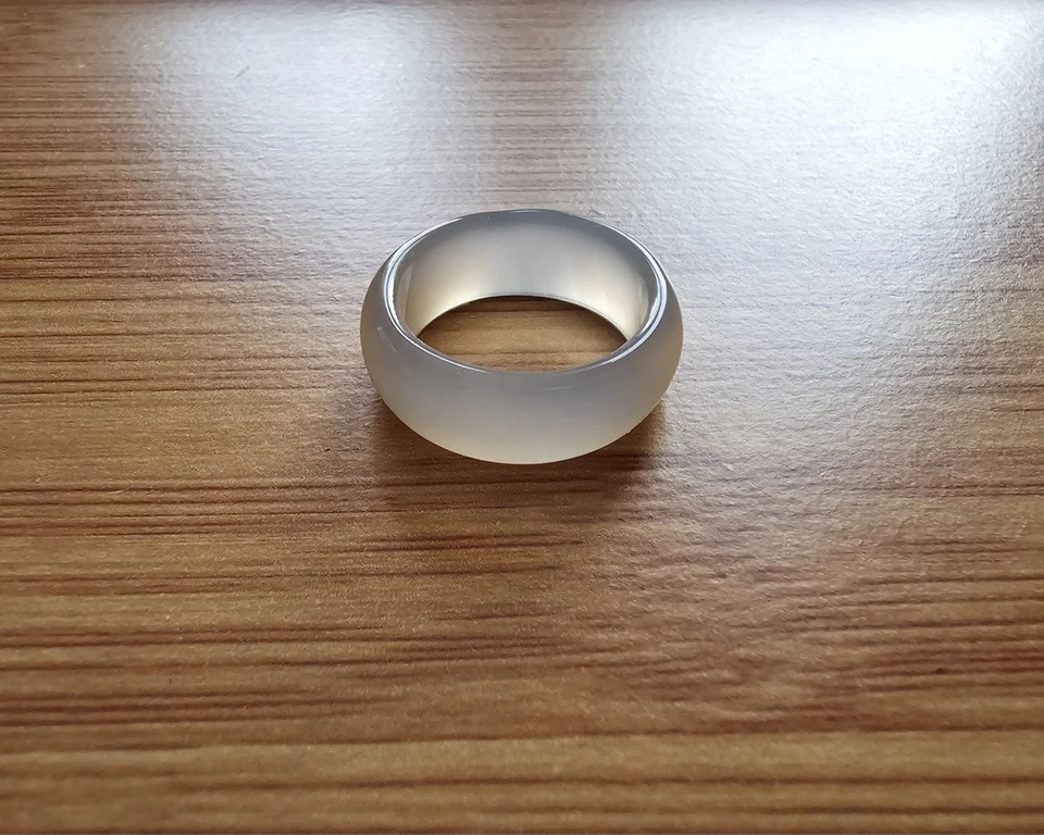 Achat Ring Größe 17 weiß beiger Quarz ohne Metall Ringgröße max. 56 milchig - Bild 3 von 4