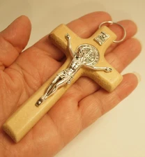 St. Benedict Wood Crucifix Cross 4 INCH Cruz De San Benito