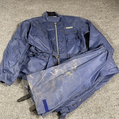Vintage Yamaha Jacket Pants Set Mens Medium Blue Moto Racing Biker Retro Light