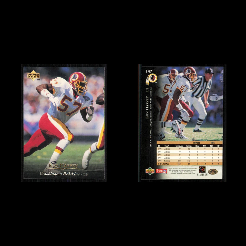 Ken Harvey #147 1995 Upper Deck Washington Redskins Football Card NFL NM - Image 3 of 3