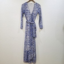 NWT ARITZIA Little Moon Celestia Wrap Midi Dress Mesh Animal Print Blue Size M