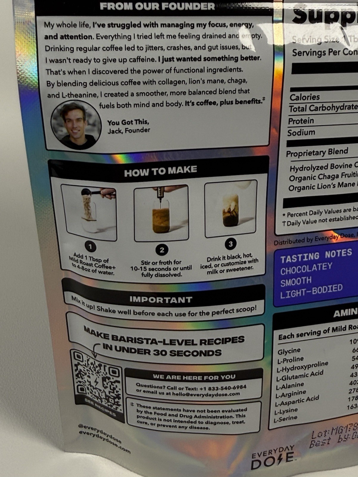 Everyday Dose Mushroom Coffee +  Mild Roast Collagen Protein Nootropics Focus