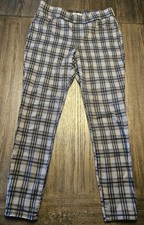 WOMENS NINE WEST PLAID PANTS SIZE 8 HEADI PULL ON SKINNY SPANDEX
