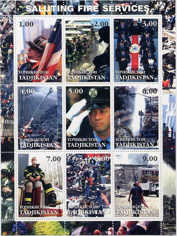 Fire Tajikistan / Sheet of 9 / Saluting Fire Service 
