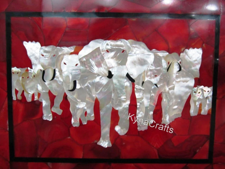 MOP Inlay Art Wall Scenery for Hallway Decor | Carnelian Stone Coffee Table Top - Image 2 of 4