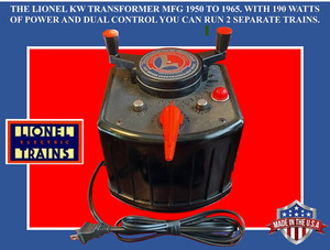 LIONEL KW TRAINMASTER TRANSFORMER 190 WATT DUAL CONTROL FOR 2 TRAINS REFURBISHED