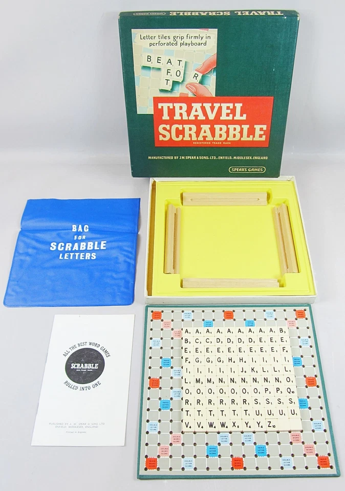 Travel Scrabble 1958 by Spears Games Complete Vintage / Retro Family 4 Player - Image 2 of 4