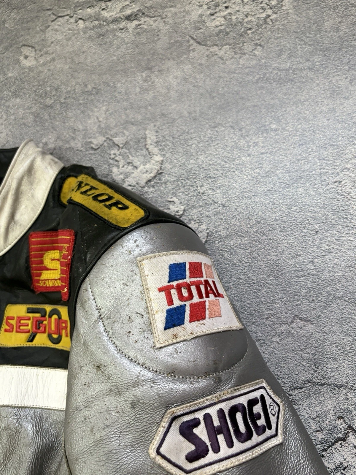 Vintage Segura Leather Racing Jacket Motul Total Dunlop Patches Biker Size M / 3 - product detail image 15