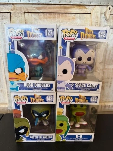 Funko Pop! Animation Duck Dodgers Lot of 4:  127, 142, 143, 144 -Good Condition