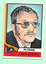 (1) FRED SHERO 1974-75 O-PEE-CHEE # 21 FLYERS ROOKIE VG+ CARD (N3487). rookie card picture