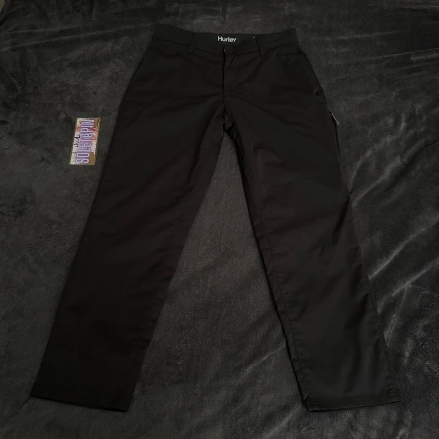 Men’s Hurley Stretch Black Tech Pants Side Zipper Pockets Golf - Size 34x29