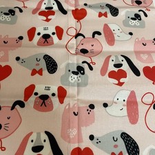 Whimsical Dog Faces On Pink Cotton Fabric 18  x22  Fat Quarter New
