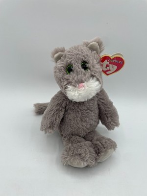 New Imperfect Tag Ty Cuddlys Kit Kitty Cat Gray Grey Plush 8'' Small Attic