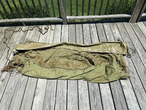 VTG WW2 Era US Military Jungle Hammock ARMY GI Camping Mosquito Net & Rain Cover
