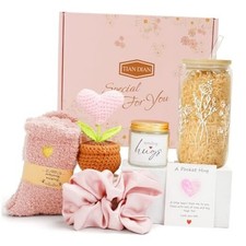 Get Well Soon Gift Baskets for Women After Surgery, Care Package, White- Pink