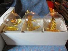 ksm. Resl Lenz Set 3 Christmas Ornaments Partridge Angel Tree in Box Tag Bottom